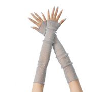 Women Long Rhinestone Gloves, Mesh Sparkly Glitter Fingerless Opera Glove, Bling Elbow Length Evening Party Gloves for Halloween Wedding Prom, Sheer Crystal Sleeves Long Arm Sleeves Driving Accessory