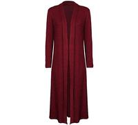 REAL LIFE FASHION LTD Womens Open Front Long Length Boyfriend Cardigan Waterfall Longline Jacket Coat Ladies Winter Wear Floaty Maxi Cardigan Top Wine UK 20
