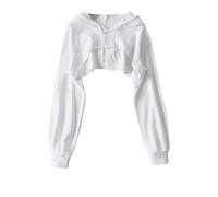 Women Long Sleeve Hoodies Loose Soft Comfy Classic Crop Top Solid Plain Lightweight Basic Sexy Cut Out Fashion Cropped Hoodie Sweatshirt with Drawstring Streetwear Clothes