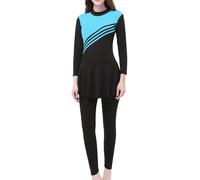 Women Long Sleeve Swimsuit Muslim Swimwear One Piece Burkini Full Cover Modest Swimming Costume Islamic Arab Bathing Suit with Hijab Breathable & Quick-Dry Contemporary Minimalist Sky Blue