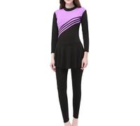 Women Long Sleeve Swimsuit Muslim Swimwear One Piece Burkini Full Cover Modest Swimming Costume Islamic Arab Bathing Suit with Hijab Breathable & Quick-Dry Contemporary Minimalist Purple