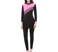 Women Long Sleeve Swimsuit Muslim Swimwear One Piece Burkini Full Cover Modest Swimming Costume Islamic Arab Bathing Suit with Hijab Breathable & Quick-Dry Contemporary Minimalist Pink