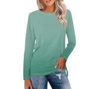 Women Long Sleeve Top, Yours Clothing Plus Size, Spring Light Oversized Shirts Basic Loungewear Long Sleeve Pullover Color Block Round Neck Slim Fit