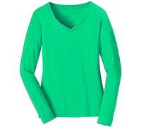 Women Long Sleeve V Neck Tshirt Ladies Basic Top Jersey Plain Stretchy Slim Fit Casual Wear T-Shirt Tee Tops UK Sizes *8,10,12,14,16,18,20,22,24,26* Jade Green