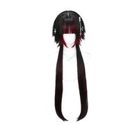 Women Long Straight Wig Hime Cut Wig Highlight Ombre Wig with Bang Sweet Lolita Princess Wig for Daily Party (Black Red)