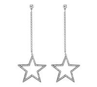Women Long Tassel Chain Dangle Earrings Star Drop Cubic Zirconia Inlay Ear Piercing Jewelry Gift Silver Professional process