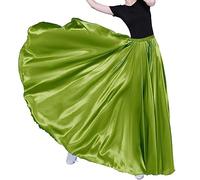 Women Long Tulle Retro Maxi Tea Ankle Length Shiny Skirt for Belly Dancing Dance Costume Cosplay Holiday Weekend Party, Olive Green, One Size