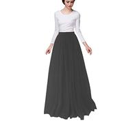 Women Long Tulle Skirt Dress A Line Floor Length for Wedding Bridal Maxi Tutu Party Skirts Black Waist:65-95cm