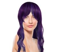 Women Long Wave Fringe Wig Synthetic High Temperature Fiber | Non Shiny Finish, Elastic Net Fixing, Natural Looking Scalp Line, for Celebrations and Costume Parties