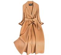 Women Loose Long Cashmere Coat Belt Wool Overcoat Jacket Outerwear Plus Size Camel S