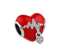 Women Love Key to My Heart Dangle Charm for Bracelets Compatible with Pandora Bracelets Interlocking Crystal CZ Dangle Charms Bead Rose Gold Red
