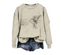Women Lovely Dog Print Sweatshirt Animal Dog Print O-Neck T Shirt 3D Graphic Print Long Sleeve Pullover Funny Casual Tunic Tops