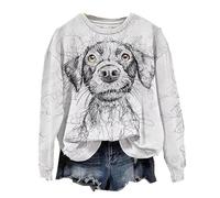 Women Lovely Dog Print Sweatshirt Animal Dog Print O-Neck T Shirt 3D Graphic Print Long Sleeve Pullover Funny Casual Tunic Tops