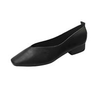 Women Low Heel Court Shoes Pump Sale Clearance UK Size 5.5 Square Toe V Cut Chunky Block Low Heel Ladies Comfort Work Office Pumps Black
