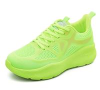 Women Low Top Platform Block Comfortable Artificial PU Shoes Classic Fashion Casual Neon Green Fuchsia Multi-Colors Casual Lace-Up Walking Sneakers for Street Party Wedding Night Club