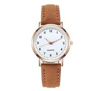 Women Luminous Watch Belt Scale Dotted Little Watch Watch Frosted Point With Roman Women Watch Digital Scale Watch Petite Watches for Women (Brown, One Size)