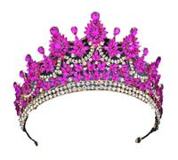 Women Luxury Rhinestoness Tiaras For Bride Wedding Crown Headdress Princess Queen Birthday Prom Hair Red