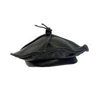 Women Magazine Style Art Beanie Female Retro Soft Genuine Leather Four Pieces Patchwork Dome Caps Black 58 59 cm