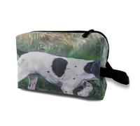 Women Makeup Pouch Bag,English Pointer Dog Portrait Pet Realism,Travel Cosmetic Pouch BagTravel Toiletry Bag