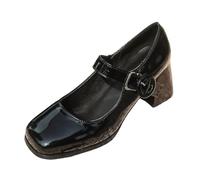 Women Mary Jane Shoes Buckle Strap Chunky Heels Court Shoes Round Toe | Chunky Block Heels Slip-On Soft Insole Comfortable Daily Office Work Shoes for Oktoberfest Celebrations and Casual Daily Wear