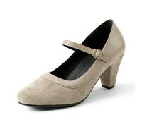 Women Mary Janes Dress Shoes Low Chunky Heels Work Pumps Nude