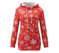 Women Maternity Clothing Fresh Floral Printed Pattern Nursing Tops Long Sleeve Round Neck Pregnancy Shirts Side Zip Closure Breastfeeding Tops Women High Stretch Loose Fit Blouses (Red, XL)