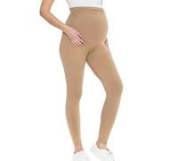 Women Maternity Leggings High Waisted Over Bump Super Soft Support Cropped Pants Stretchy Comfy Workout Yoga Trousers Casual Activewear Beige