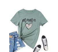 Women Maternity Nursing Shirt Funny Mama Shirt Cute Leopard Heart Graphic Tees Friendly Zip Maternity Breastfeeding Tops, Green, L