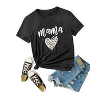 Women Maternity Nursing Shirt Funny Mama Shirt Cute Leopard Heart Graphic Tees Friendly Zip Maternity Breastfeeding Tops, Dark Grey, M