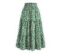 Women Maxi Skirt Bohemian Long Summer Skirt Beach Casual Vacation Full Length Skirts Drawstring Elastic Waist A-Line Boho Skirts Floral Print Flowy Swing Ruched Ruffled Maxi Dresses UK Sale Clearance
