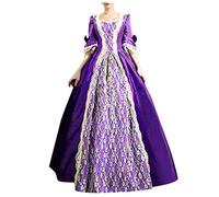 Women Medieval Dresses Renaissance Costumes Ladies Short Sleeve Gothic Dress Womens Court Gowns Halloween Party Vintage Plus Size Dress Elegant Retro Goth Ball Gown UK Purple