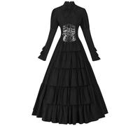 Women Medieval Victorian Costume Vintage Ruffles Fancy Dress with Crinoline and Belt Gothic Corset Dress for Women UK Clearance Victorian Bow Dresses Lolita Punk Dress Renaissance Princess Dress