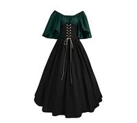 Women Medieval Vintage Dress, Victorian Fancy Dress for Women UK,Floor Length, Off Shoulder, Elastic Waist, Lace Up Evening Dresses Party Costume, Renaissance Costumes for Womens Fairy Gothic