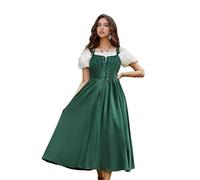 Women Medival Renaissance Dress,Victorian Costume Spaghetti Strap Dresses with Corset,Adjustable Shoulder Straps,Cottagecore Dress with Sleeveless for LARP Costume,Theme Party (Deep Green, L)