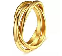 Women Men Anti- Spinner Fidget Rotating Ring Titanium Steel Finger Rings-11-Gold
