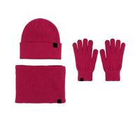 Women&Men Autumn Winter Warm Cute Wool Hat Scarf Gloves Slouchy Three Winter Snow Knit Cap Screen Mittens Scarves Sets Hat Gloves (Hot Pink, One Size)