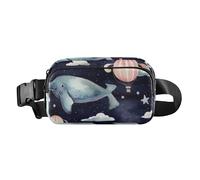 Women Men Bum Bag Belt Trendy Multipurpose Fanny Pack Waist Bag with Adjustable Strap for Cycling Hiking Gym, Clouds Whale Hot Air Balloon Watercolor Pattern, Clouds Whale Hot Air Balloon Watercolor