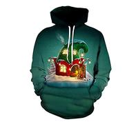 Women Men Christmas Jumpers,Adult Christmas Sweatshirt Hooded 3D Reindeer Hoodie Pullover Top Tree Santa Claus Elf Xmas Jumper with Kangaroo Pocket