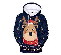 Women Men Christmas Jumpers,Adult Christmas Sweatshirt Hooded 3D Reindeer Hoodie Pullover Top Tree Santa Claus Elf Xmas Jumper with Kangaroo Pocket