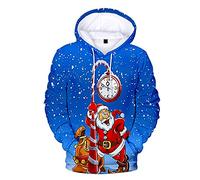 Women Men Christmas Jumpers,Adult Christmas Sweatshirt Hooded 3D Reindeer Hoodie Pullover Top Tree Santa Claus Elf Xmas Jumper with Kangaroo Pocket