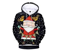 Women Men Christmas Jumpers,Adult Christmas Sweatshirt Hooded 3D Reindeer Hoodie Pullover Top Tree Santa Claus Elf Xmas Jumper with Kangaroo Pocket
