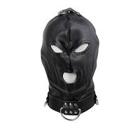 Women Men Cosplays Face Halloween Leathers Drawstring Full Face Hood For Role Play Costume Head