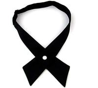 Women/Men Cross Bow Tie, Pre Tied Crossover Necktie For School Girl Uniform Tie Cosplay T-shirt Valentine Gift W-B-T2, Black, One Size