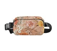 Women Men Crossbody Belt Bag Water Resistant Multipurpose Waist Bags Fanny Pack Croose Body Purse for Travel Running Hiking, Fall Flowers Carnation Daffodil Rosemary Rose Gold, 01, One Size