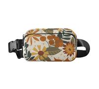 Women Men Crossbody Passport Bag Stylish Water Resistant Fanny Waist Pack with Adjustable Strap for Travel Gym Work, Autumn Flower Pattern Floral Fall, Autumn Flower Pattern Floral Fall, One Size