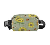 Women Men Crossbody Sling Bag Cute Large Capacity Crossbody Bag Waist Packs with Adjustable Strap for Travel Gym Work, Sage Green Sunflowers Bees, Sage Green Sunflowers Bees, One Size