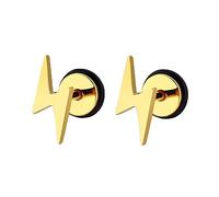 Women Men Earrings Titanium Steel, Stud Earrings Silver/Black/Gold Lightning Stud Earrings Men