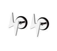 Women Men Earrings Titanium Steel, Stud Earrings Silver/Black/Gold Lightning Stud Earrings Men