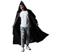 YOUCAI Women Men Extra Long Rain Jacket Rain Poncho with Full Zipper,Multifunctional Waterproof Reusable Solid Color Rain Coat Perfect for Camping/Festivals/Hiking/Cycling Black XL