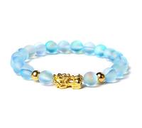 Women Men Feng Shui Buddha Bracelet Gold Color Piuxiu Charm Bracelet Natual Tiger Eye Stone Quartz Crystal Beads Wealth Bracelet (Length : 23CM, Metal Color : Reddish Brown)